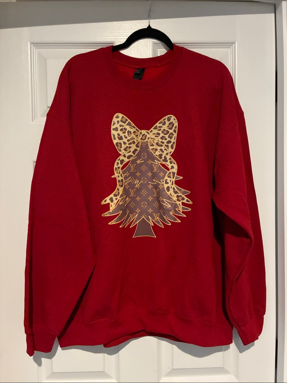 Woman’s Red Graphic Crewneck Sweatshirt - Designer-Inspired Tree Motif